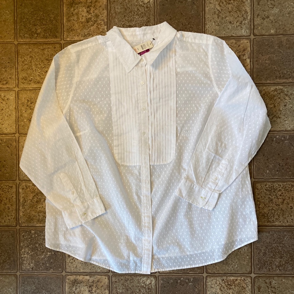 NEW Talbots Woman white textured shirt size 22W